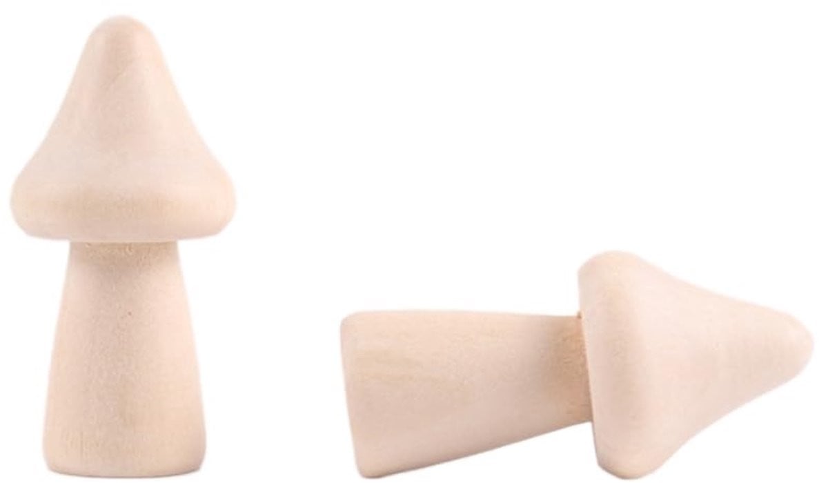 Dailygoods Set van 10 houten paddenstoelen voor natuurlijke decoratie en DIY-projecten