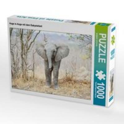 CALVENDO Puzzle Auge in Auge mit dem Babyelefant 1000 Teile Lege-Größe 64 x 48 cm Foto-Puzzle Bild von ROBERT STYPPA