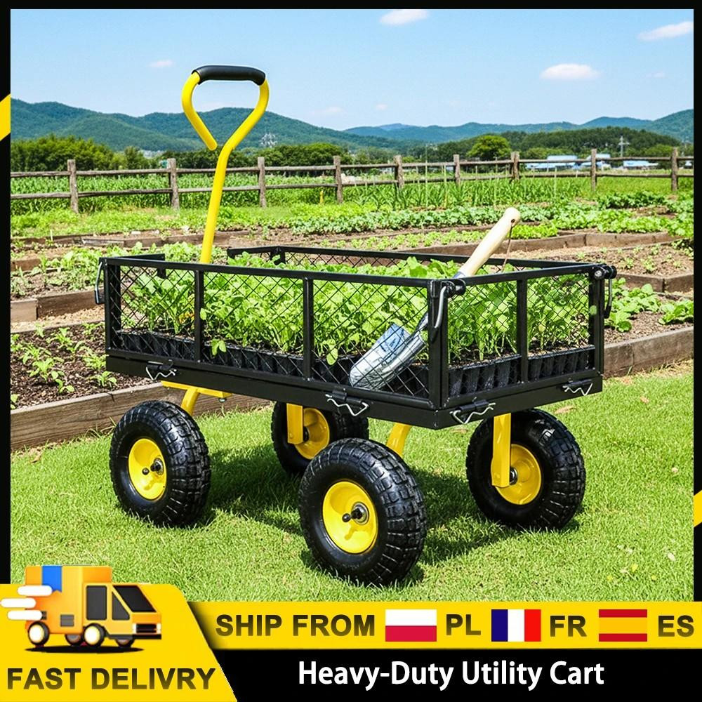 Robuuste 2-in-1 tuinkar met all-terrain wielen en transportfunctie