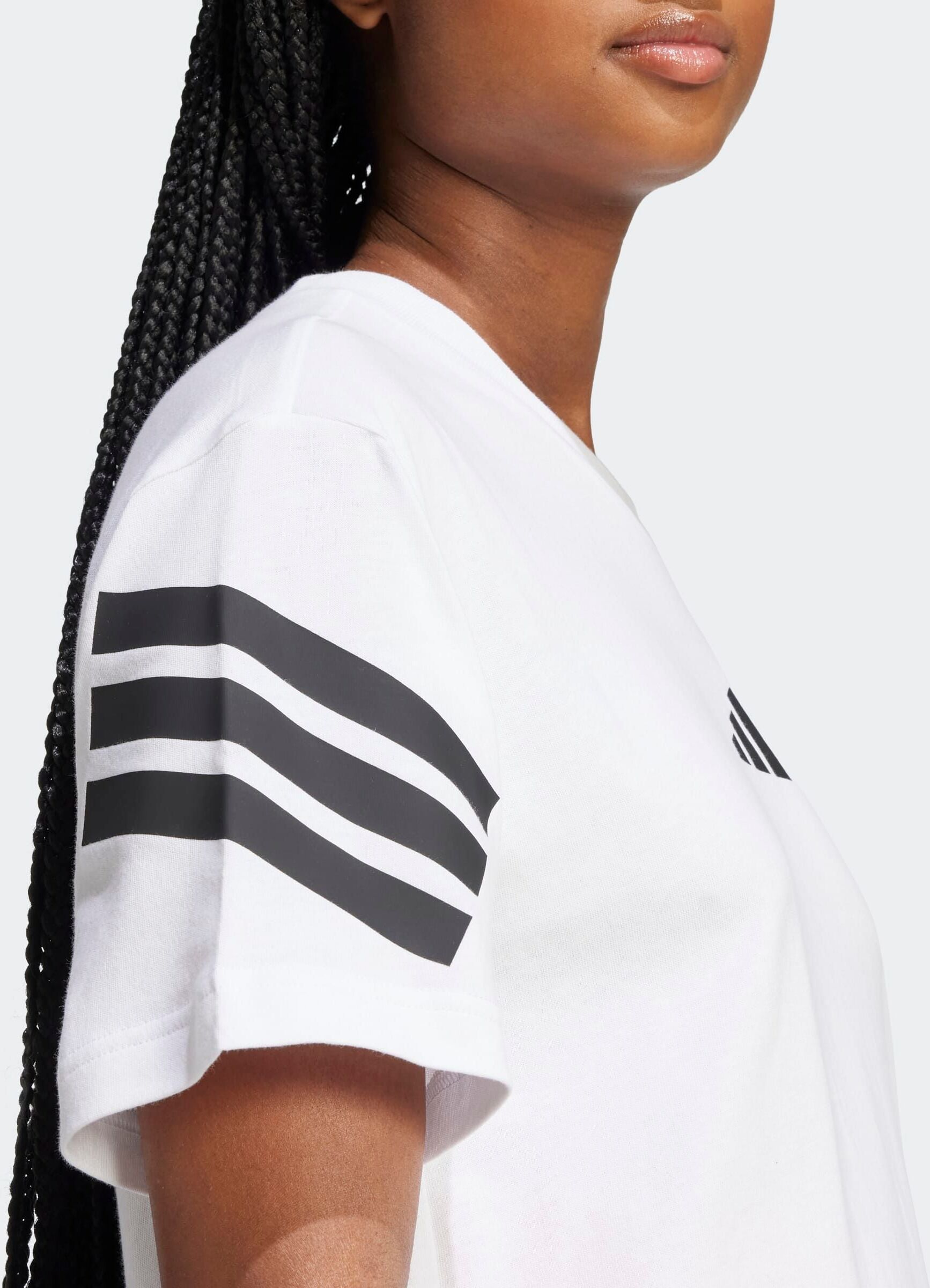 T-Shirt ADIDAS SPORTSWEAR "FUTURE ICONS 3-STREIFEN", Damen, Gr. XXL, weiss (weiß), Obermaterial: 100% Baumwolle, normal, Rundhals, Shirts T-Shirt weiß XXL