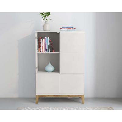 Highboard OTTO HOME "Maryd", weiß (weiß, wotan eiche), B:80cm H:122cm T:40cm, Holzwerkstoff, MDF, Sideboards, Highboard, Kommode, Midischrank, m. Glas- u. Holztüren, Einlegeböden, Breite 80cm