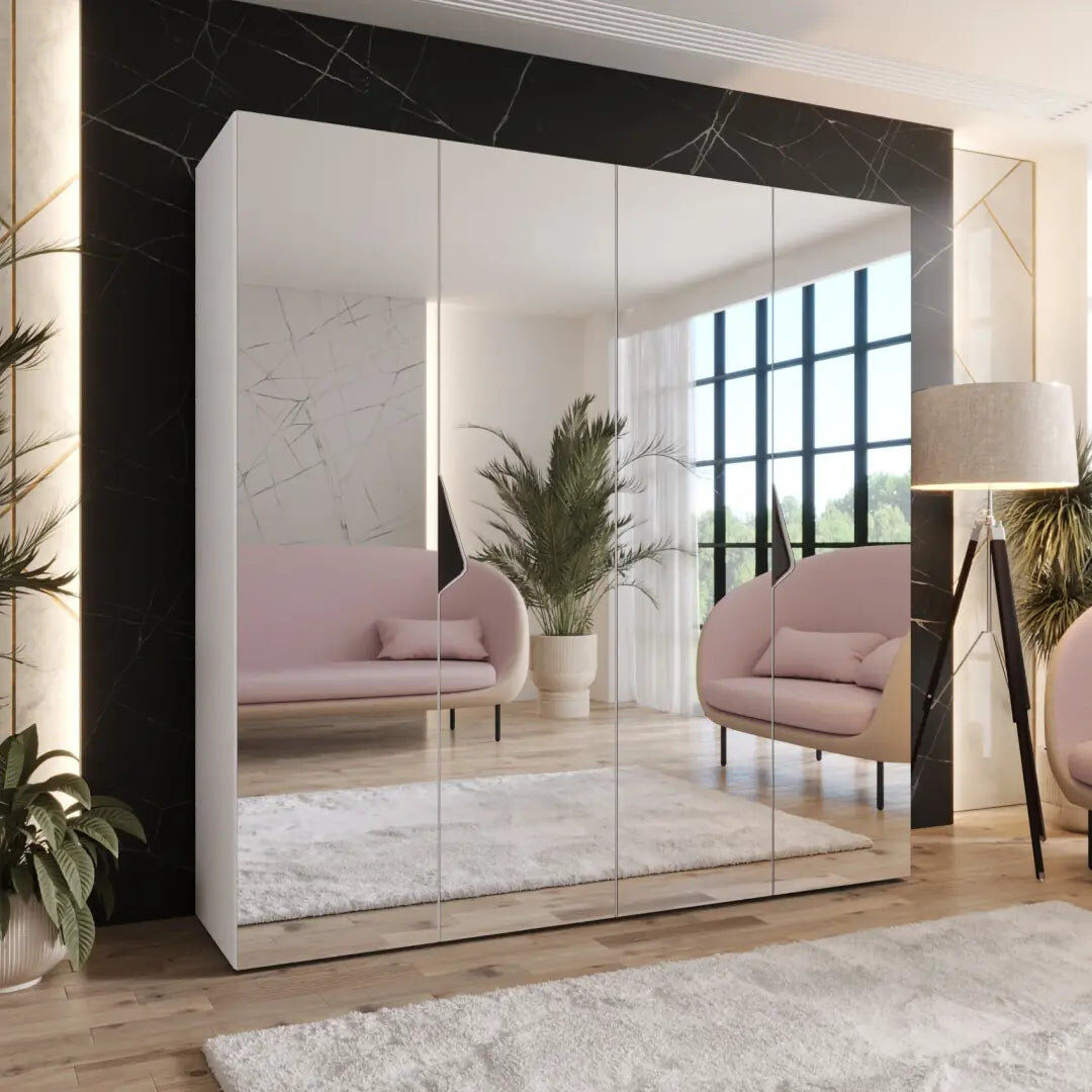 Metro 4 Door Wardrobe White 202cm H X 200cm W X 52cm D