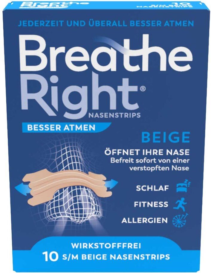 Besser Atmen Breathe Right Nasenstrips beige