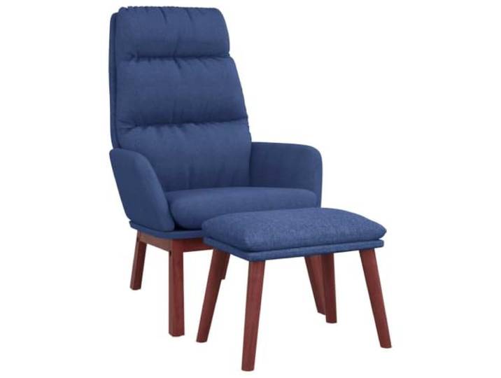 Relaxsessel mit Hocker Blau Stoff Metallrahmen,Beine aus massivem Kautschukholz,Armlehnen,Stoffbezug,mitgelieferter Hocker