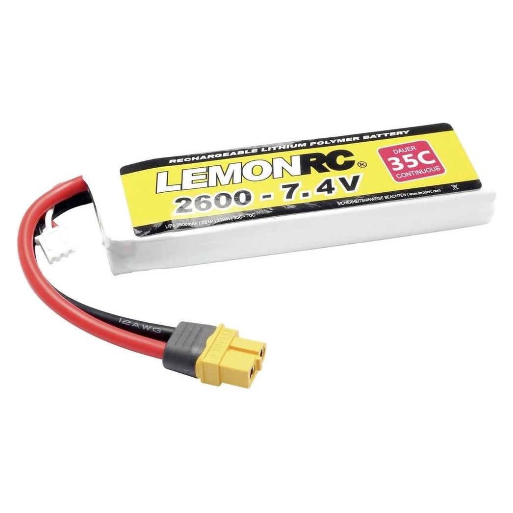 LemonRC Modellbau-Akkupack (LiPo) 7.4 V 2600 mAh Zellen-Zahl: 2 35 C Softcase XT (2600 mAh, 7.40 V) (15722)