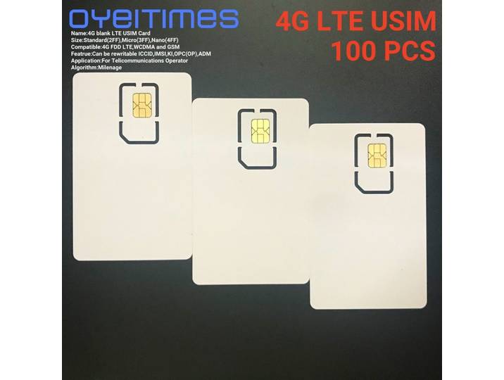 Carte EpiUSIM Vierge Programmable 4G, WCDMA 101CharacterMicro avec Micro CharacterSize 2FF 3FF 4FF 3 en 1, 100 Pièces/Lot