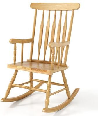 Costway Rocking Chair with Solid Wooden Frame for Garden and Patio-Natural
