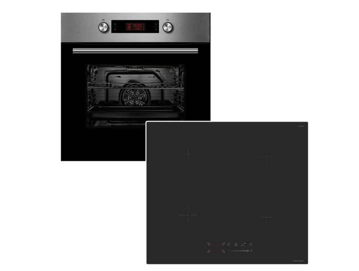 Midea Backofen-Set Pyrolyse + keenberk Induktionskochfeld Boost TouchSlider mattes Design, mit 1-fach Teilauszug, Pyrolyse-Selbstreinigung