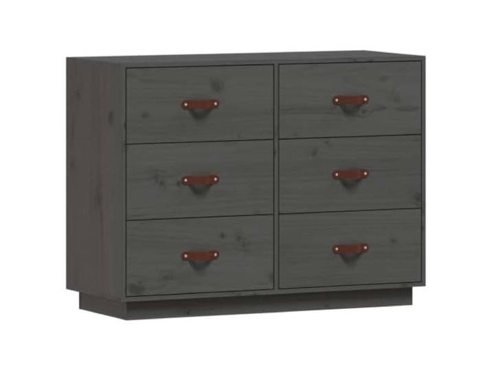 KGFHERENB Sideboard Grau 100x40x75 cm Massivholz Kiefer Kommode Praktische Holzkommode mit 6 geräumigen Schubladen für Wohnzimmer, Flur und Schlafzimmer.