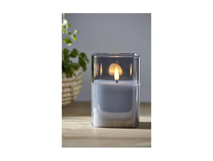 LED-Kerze LED-Kerze Pillar Flamm , silber, H:12,5cm Ø:9cm, Wachs, PARFORCE TRADITIONAL HUNTING, Kerzen, LED-Kerze