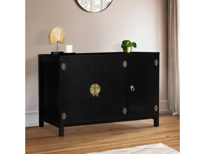 ID MARKET buffet 3 portes 110 cm Moderne bois et noir