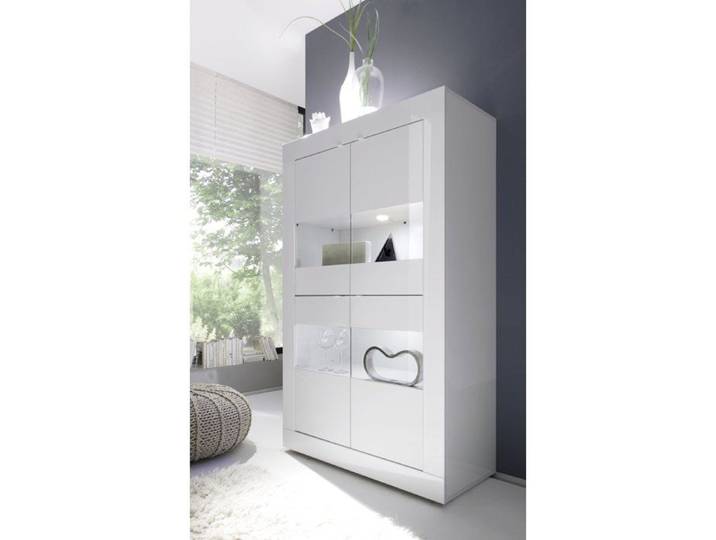 Vitrine Suzzara Dmora Bois Laqué Blanc Brillant 101.4x42x161.2h cm