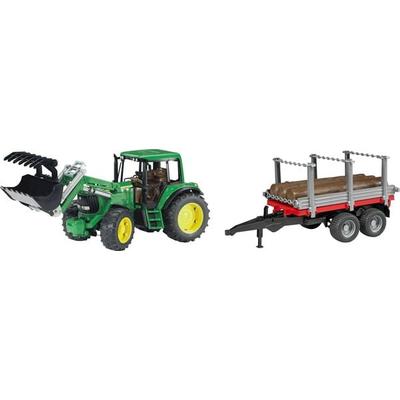 bruder - John Deere 6920 Traktor mit Frontlader und Holztransportanhänger