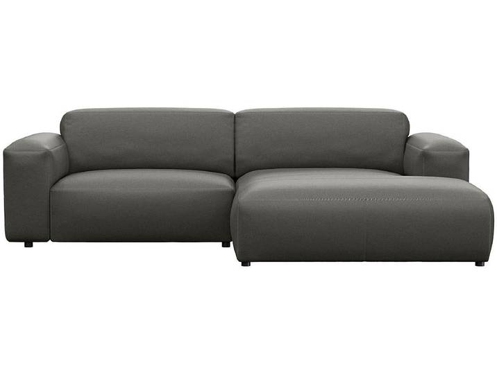 Ecksofa, Echtleder, Warm Mineral Grau, 257×171 cm, Chaiselongue Rechts, Modern, FLEXLUX