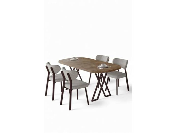Hanah Home Modern 5-Piece Dining Table & Chairs Set, Atlantic Pine & Grey, 100% MDF with Metal Legs, Boucle Fabric, Perfect for Scandinavian Homes