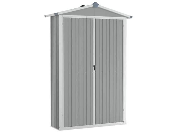 Gartenspppe grau 116x45x175 cm aus Stahl verzinkt mit Einlegeböden Stahl verzinkt, Belüftung, Doppeltüren, Schrankdach, Einlegeböden, Grau