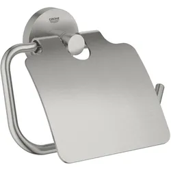 Grohe, Toilettenpapierhalter, Start QuickFix Toilettenpapierhalter, mit Deckel, klebbar, supersteel