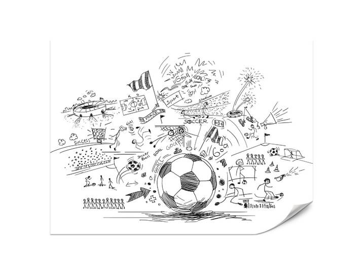 FOTOTAPETE für Kinderzimmer Fußball Skizzen Tor Stadion Sport 200x140
