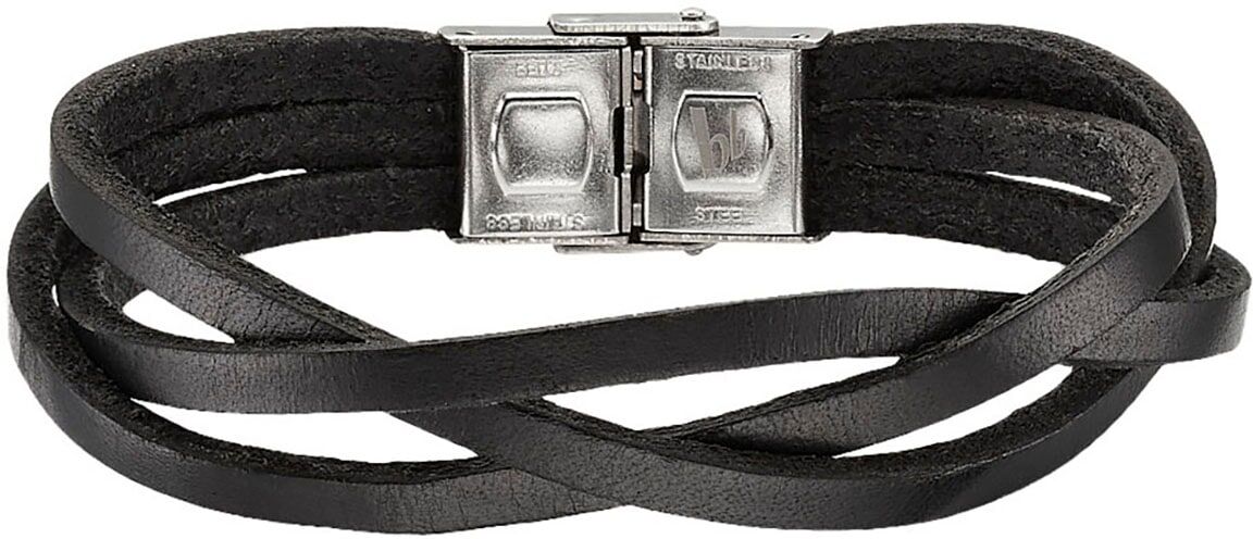 Lederarmband BRUNO BANANI "Schmuck", schwarz (edelstahlfarben, schwarz), Armbänder, Damen, 21cm, Edelstahl Leder, Edelstahl, Leder, Lederarmband