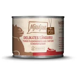 MJAMJAM Purer Fleischgenuss 200g Dose Katzennassfutter 6 x 200 Gramm zartes Känguru Pur