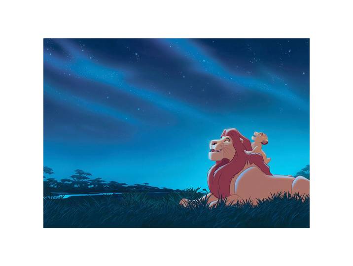 Disney Fototapete THE Lion King Stargazing, Blau, Orange, Cartoon, 350x250 cm, Tapeten & Wandverkleidungen, Fototapeten