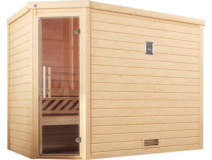 Sauna WEKA Turku , beige (natur), Saunaofen, externe Steuerung, 7,5 kW, Saunen, Sauna, 7,5 kW-Ofen mit digitaler Steuerung