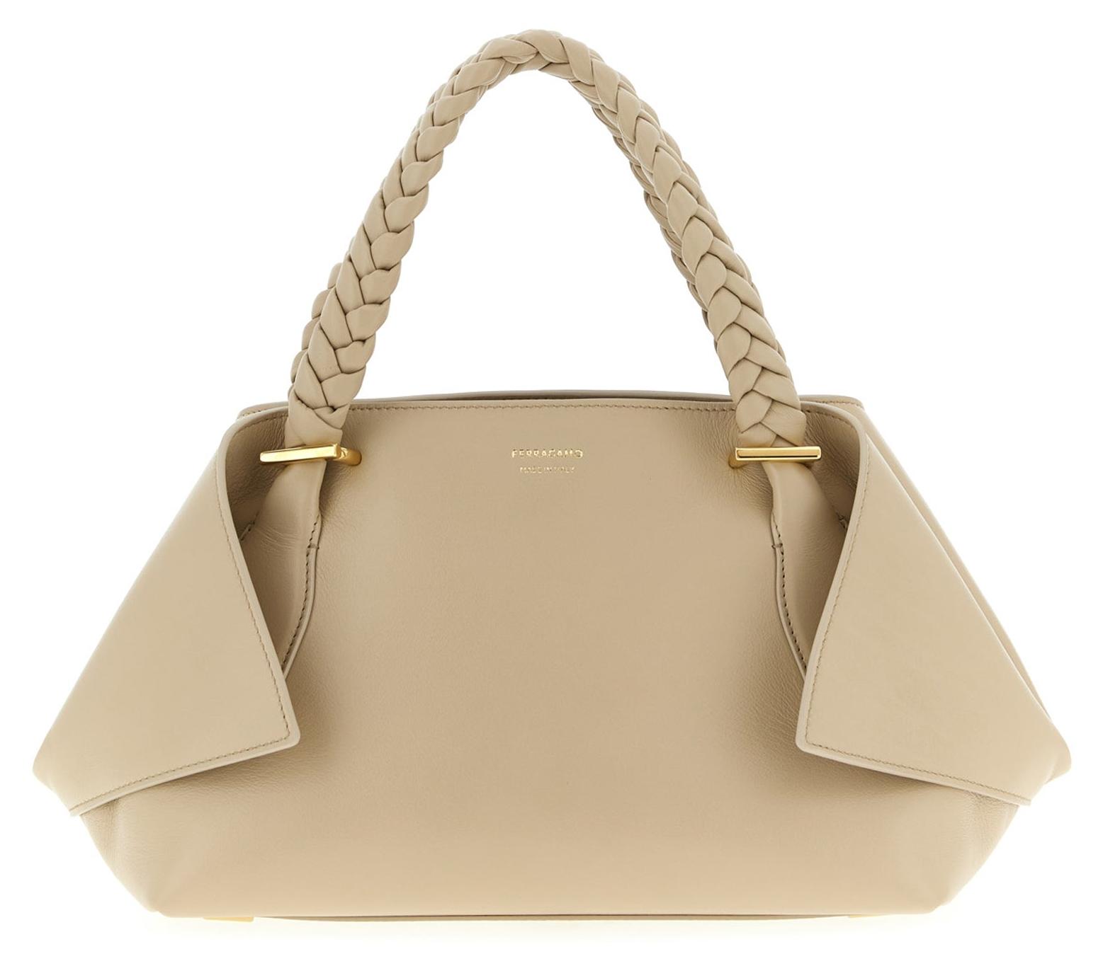 Ferragamo Handtasche M Kalbsleder Stone geflochtene Henkel