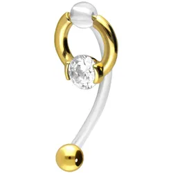 PMFK Bananabell mit Chirurgenstahl-Design RING + 5 mm KRISTALL