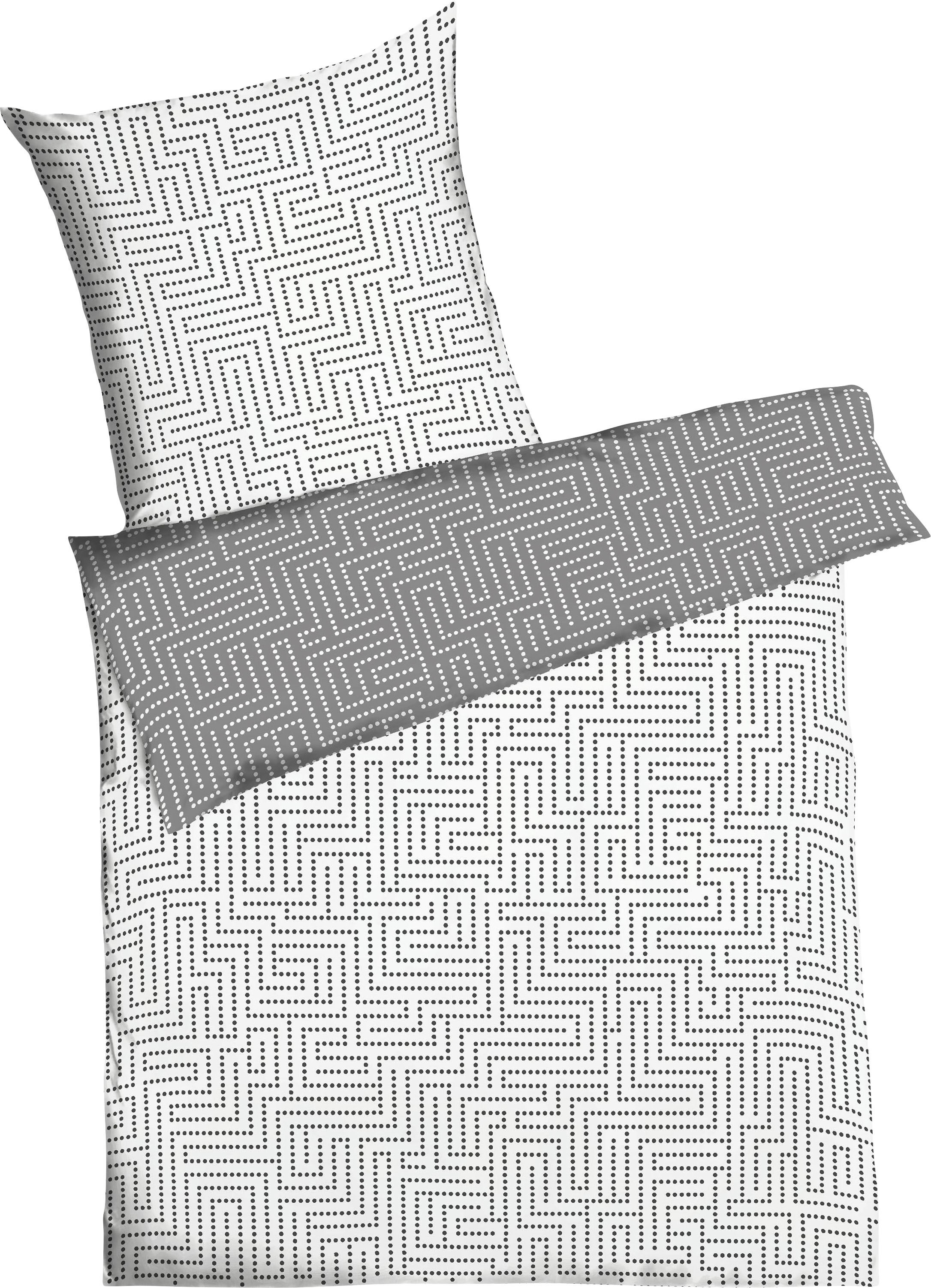 Wendebettwäsche KAEPPEL "Password", grau (graphit), B/L: 200cm x 200cm, 1 Stk., 2 Stk., Biber, B/L: 80cm x 80cm & 80cm x 80cm, 3 Stk., Biber, Obermaterial: 100% Baumwolle, Bettwäsche, Wendebettwäsche, mit graphischem Muster aus kleinen Punkten graphit B/L