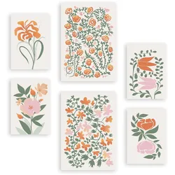 POSTER Set Mit 6 Fustige Blume In Blume Zusammenfassung Ästhetische Dekorative Gemälde Für Ihr Wohnzimmer, Schlafzimmer, Zuhause A3 & A4 Rahmenlos
