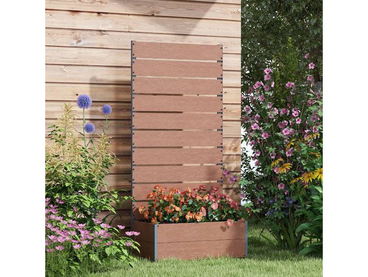 Outsunny Jardinière Treillis 72x38x150cm Plantes Grimpantes Marron