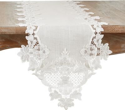 Saro Lifestyle Lace Border Design Table Runner