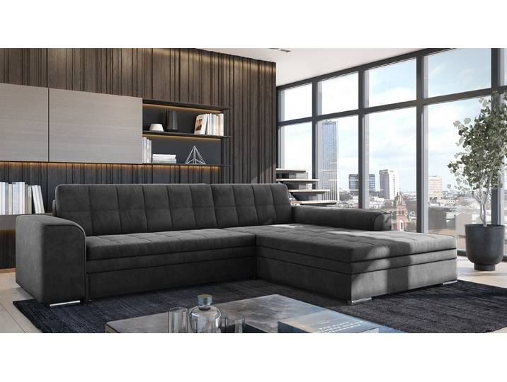 Fun Möbel Ecksofa Schlafsofa LUSAKA mit Ottomane in Stoff, Rundumbezug, Ottomane Links oder Rechts