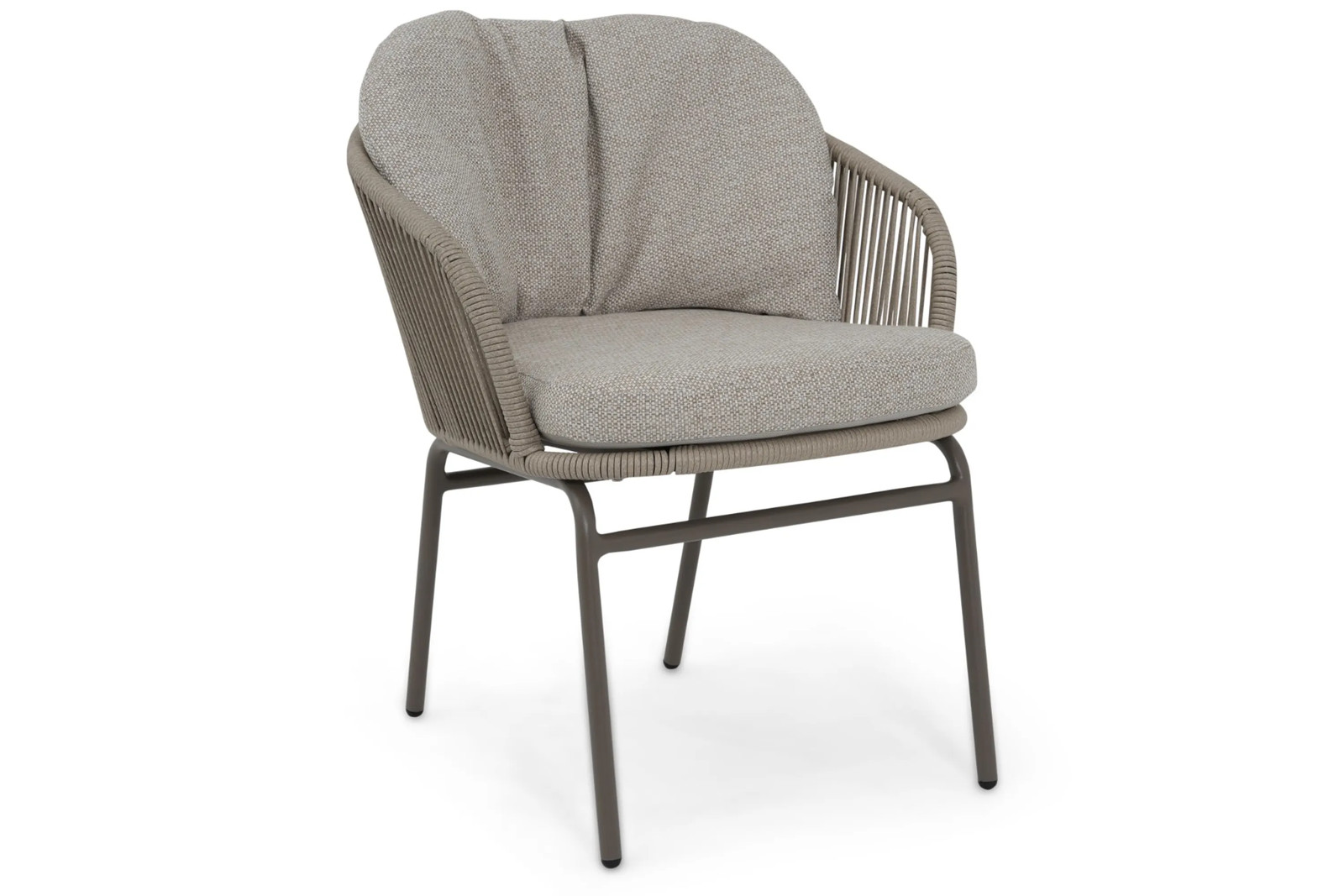 Coco Livo dining tuinstoel met armleun en kussens in aluminium