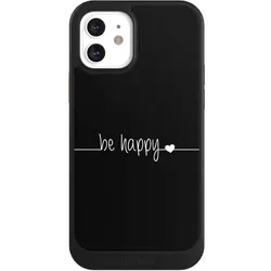 Nivocase Hülle für Apple iPhone 12 Handyhülle NIVOcore Case Schwarz Glück Sprüche Statement (Apple iPhone 12), Smartphone Hülle, Schwarz