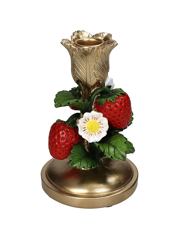 Kersten Kerzenhalter ''Strawberry'' in Gold/ Rot/ Grün - (H)16 x Ø 10 cm - onesize