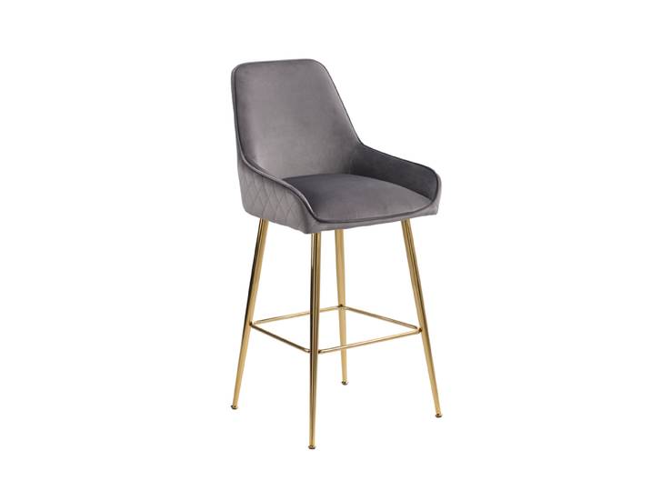 Watson Bar Hocker - Sturmgrau - Messing