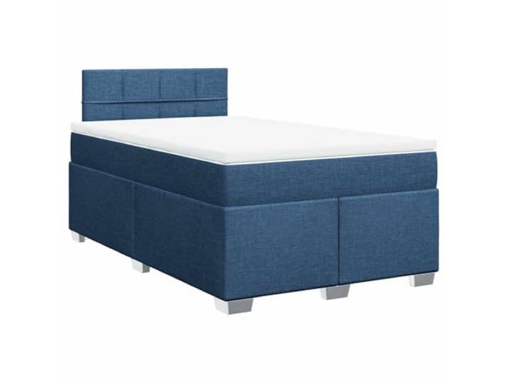 PUGYNBK Boxspringbett, Blau, 120 x 190 cm, mit Matratze Gefederte Federn, Polyesterbezug, Lattenrost, stabile Beine