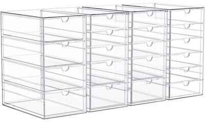 Sorbus Clear Storage and Organizer Bins with 20 Drawers, Multipurpose Stackable Storage Cases 4 Pcs - 16.6in x 7in x9.8in