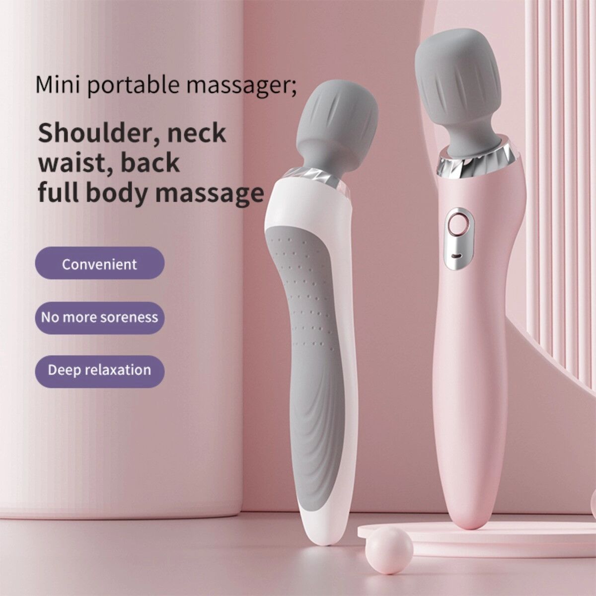 INF Handmassagegerät, kabellos und wiederaufladbar – Kneten & Vibration für Nacken, Rücken, Beine und Hände