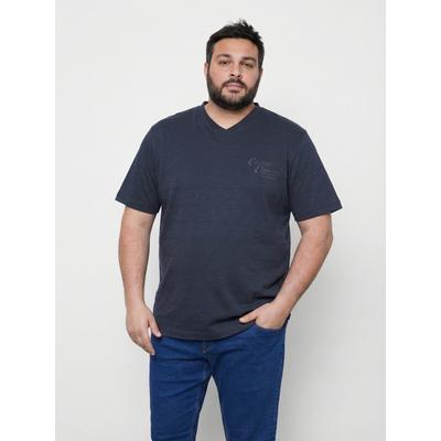 T-Shirt LERROS "T-Shirt mit V-Neck in Strickqualität, grosse Größen", Herren, Gr. 6XL, blau (classic navy), 100% Baumwolle, V-Ausschnitt, Shirts T-Shirt