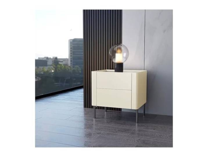 xiuling4568 Kleiner Beistelltisch for Schlafzimmer, Wohnzimmer, Nachttisch In Beige, Eleganter Nachttisch Mit Marmormuster, Schiefertischplatte, 2 Schubladen, Hohe Metallbeine(L40xD40xH50cm)