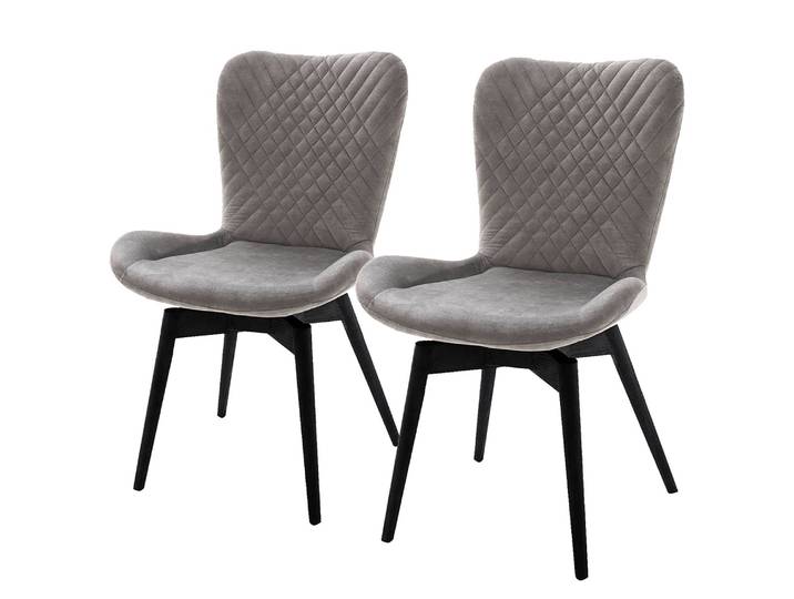 Chaises capitonnées Mettray lot de 2 58 x 88 x 67cm Gris/Gris lumineux