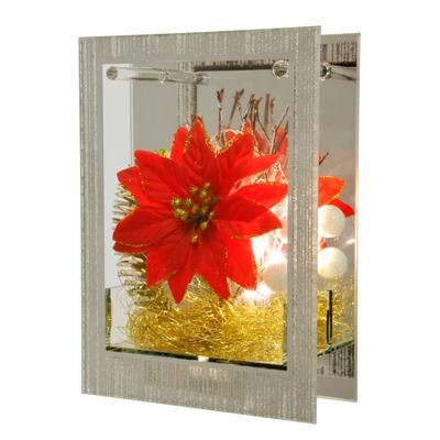 LED-Dekofigur I.GE.A. "Dekoobjekt aus Glas mit LED Licht", rot, B:16cm H:21cm, Glas, Dekofiguren, Mit Weihnachtsstern Engelshaar Tannengrün Weihnachtsdeko Deko Geschenk