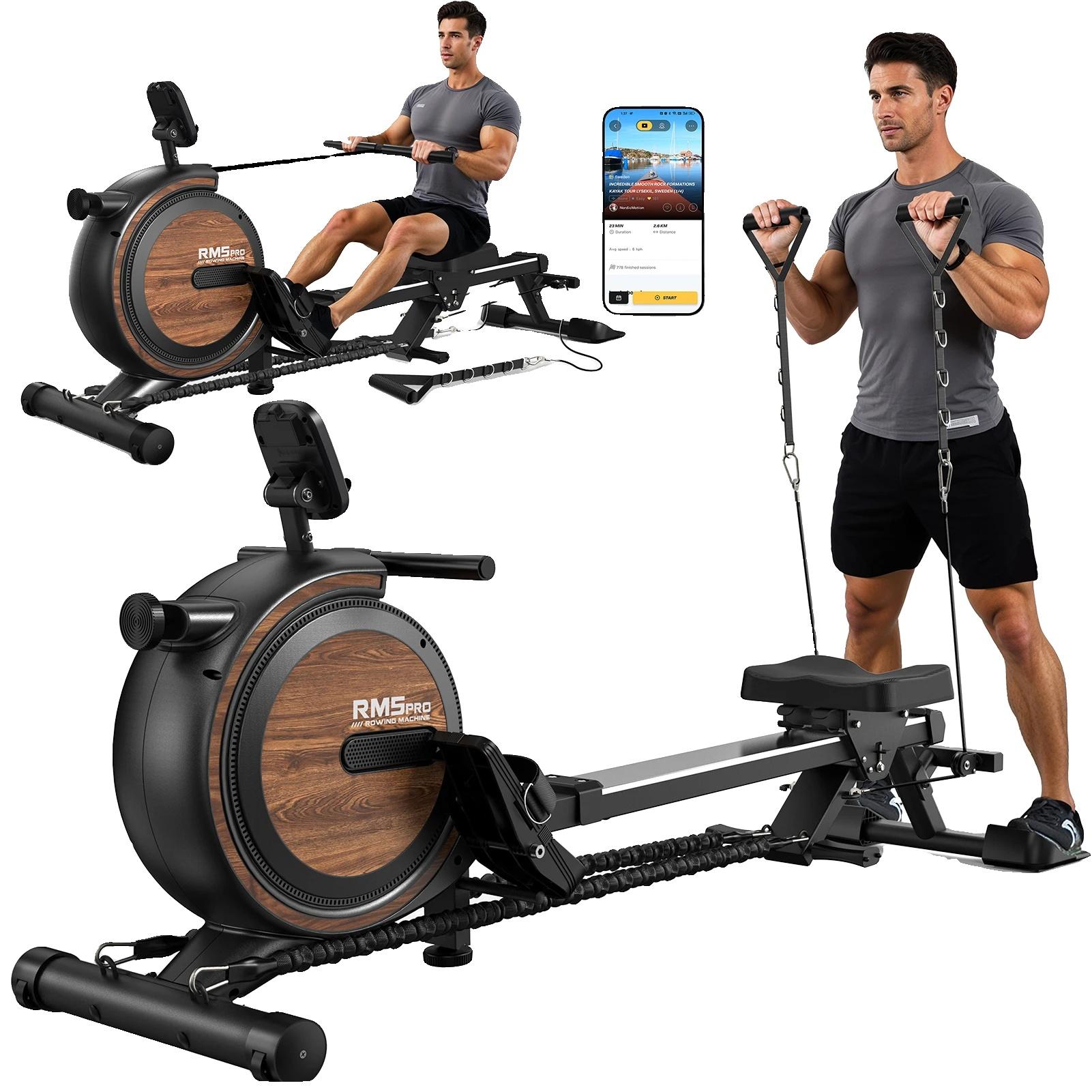 Rudergerät, Maximales Benutzergewicht 160 kg, Bluetooth-Konnektivität, Magnetwiderstand, Abmessungen 210 cm x 61 cm x 79 cm, Mehrmuskel-Fokus