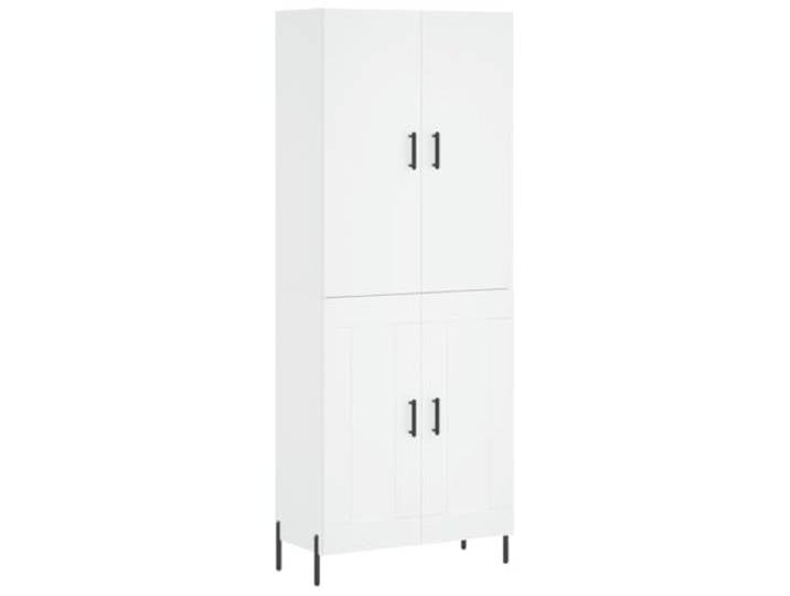 Fisinber Highboard Schrank Weiß 69,5x34x180 cm Holzwerkstoff 2-teilig Stilvolles 2-teiliges Set Aufbewahrungsschrank mit Metallfüßen für Wohnzimmer und Flur.