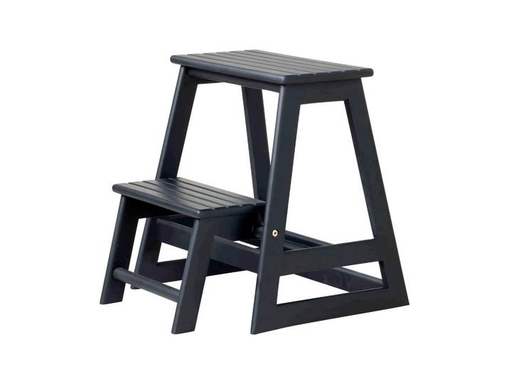 Gardenson Tritthocker Skala, Schwarz, Holz, Mahagoni, vollmassiv, 45.5x49x38.5 cm, klappbar, Haushalt & Reinigung, Leitern