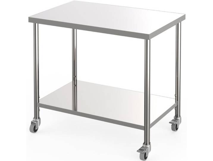 Table préparation commerciale NSF inox 36x24in roulettes verrouillables sous-étagère réglable restaurant