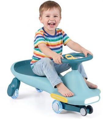 Costway Wiggle Car for Kids with LED Flashing Wheels for Indoor Outdoor Play-Blue