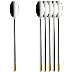 Villeroy & Boch Multipack Ella teilvergoldet Latte Macchiato Löffel - 6 Stück, Besteck, Silber